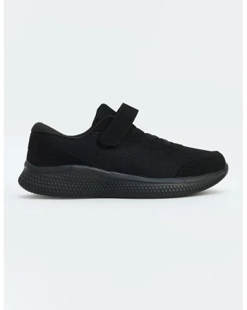 Pantofi sport din material textil cu sireturi elastice, Negru