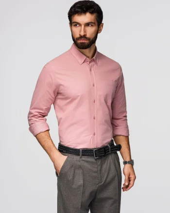 Camasa din bumbac REGULAR FIT cu buzunar  K700, Roz pastel