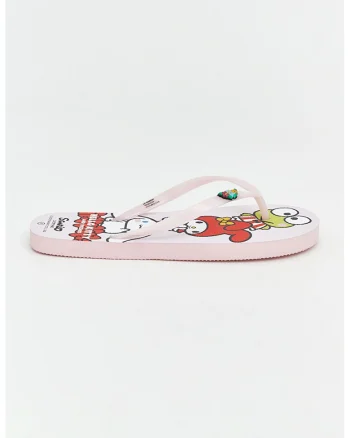 Papuci flip-flop cu model Hello Kitty, Rosu/Roz pal