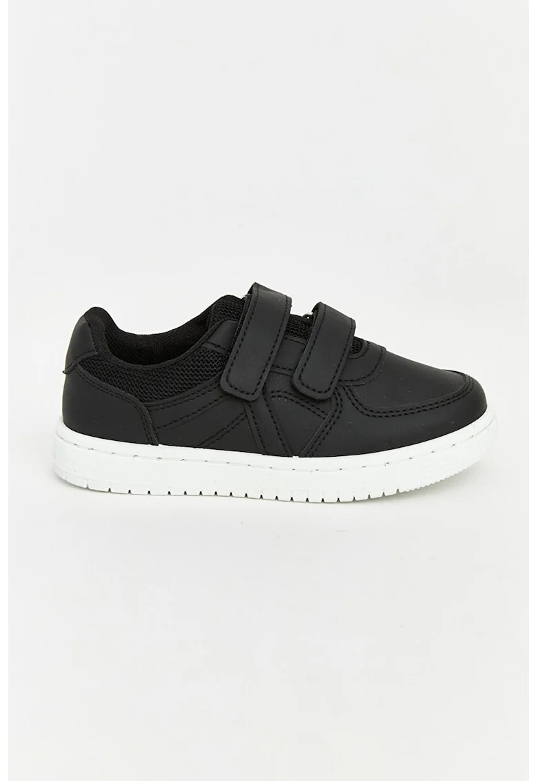 Pantofi sport din piele ecologica cu garnituri din material textil, Negru