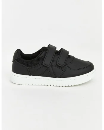 Pantofi sport din piele ecologica cu garnituri din material textil, Negru
