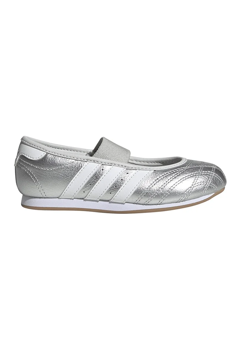 Balerini de piele cu logo lateral Taelwondo, Argintiu