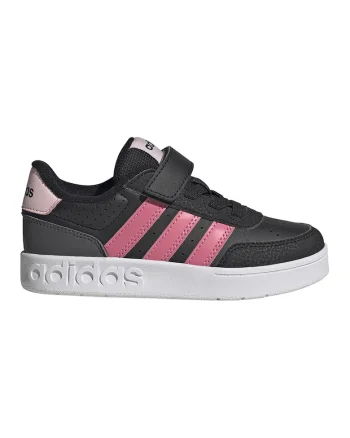 Pantofi sport Breakbase din piele ecologica cu velcro, Negru/Roz