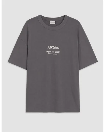 Tricou regular-fit cu imprimeu text, Gri carbon