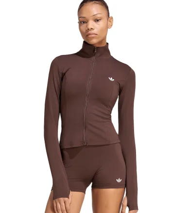 Bluza de trening slim fit cu fermoar, Maro