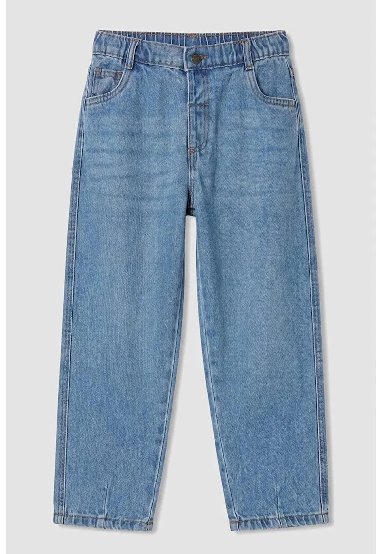 Blugi relaxed fit cu banda elastica in talie, Albastru stins