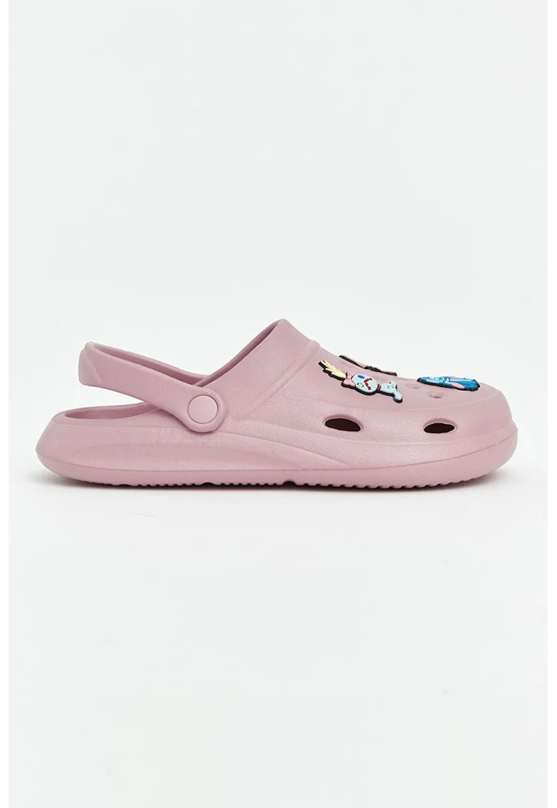 Saboti slingback cu imprimeu Lilo si Stitch, Roz prafuit