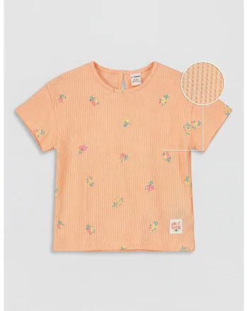 Tricou cu imprimeu floral, Piersica
