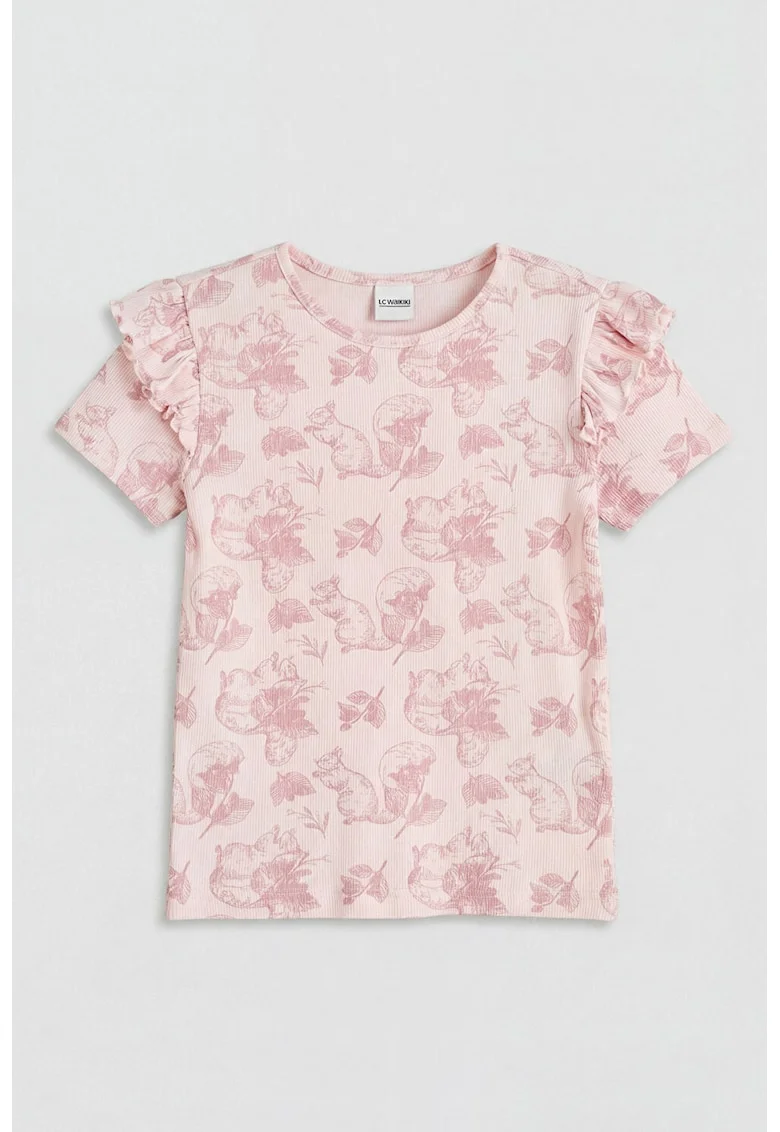 Tricou cu imprimeu grafic, Nude rose