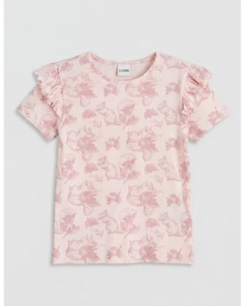 Tricou cu imprimeu grafic, Nude rose
