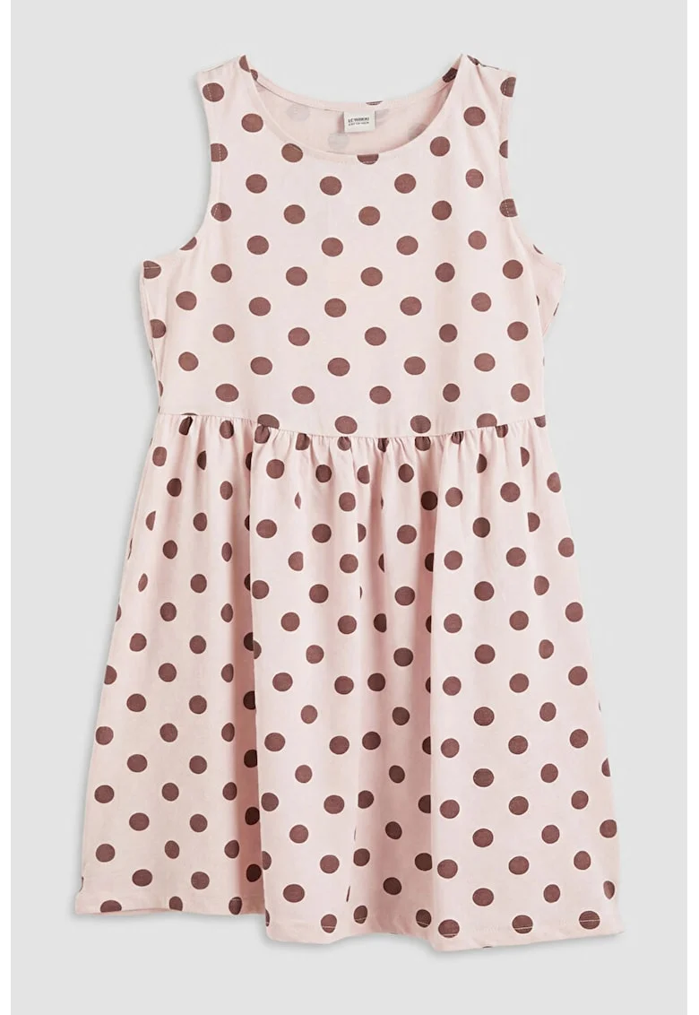 Rochie evazata din bumbac, fara maneci, Maro cafeniu/Nude rose
