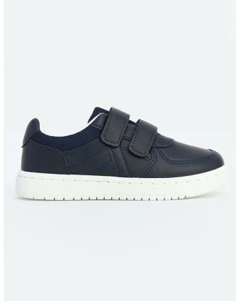 Pantofi sport din piele ecologica cu garnituri din material textil, Albastru ultramarin