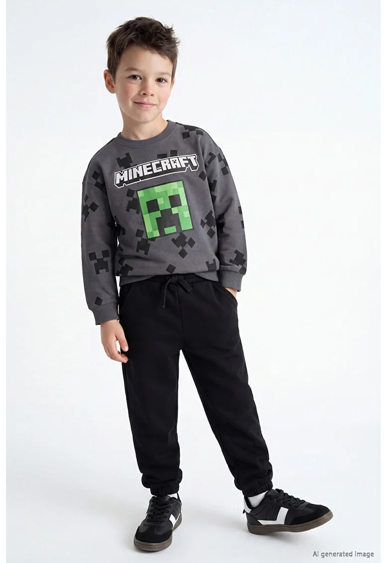 Pantaloni de trening din amestec de bumbac, Negru