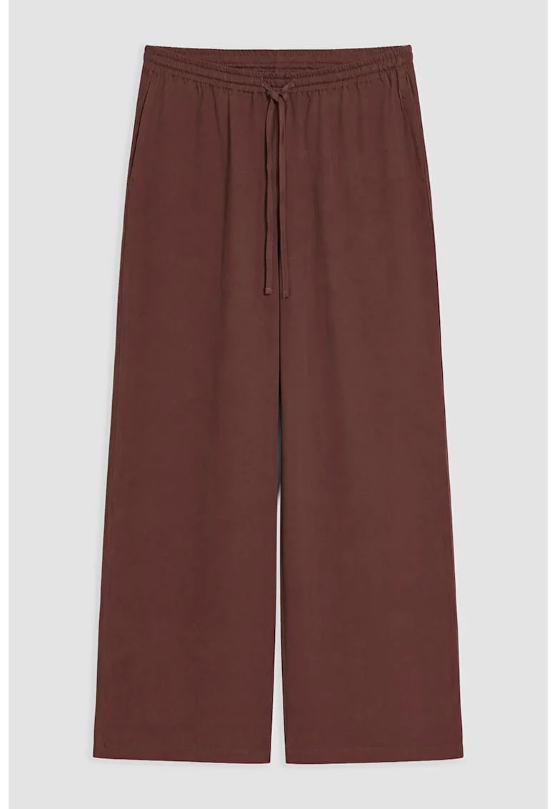 Pantaloni din amestec de lyocell cu snur, Maro cognac