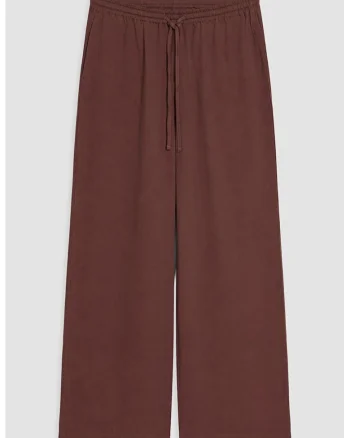 Pantaloni din amestec de lyocell cu snur, Maro cognac
