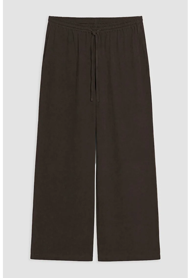 Pantaloni din amestec de lyocell cu snur, Maro pamantiu