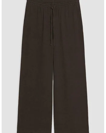 Pantaloni din amestec de lyocell cu snur, Maro pamantiu