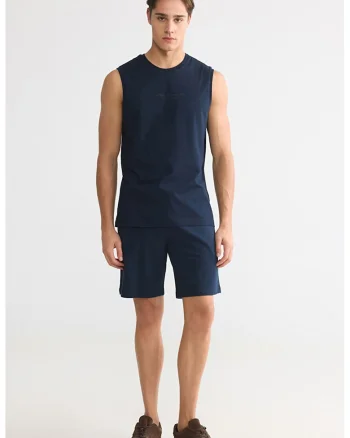 Pantaloni scurti din bumbac cu buzunare laterale, Albastru oceanic