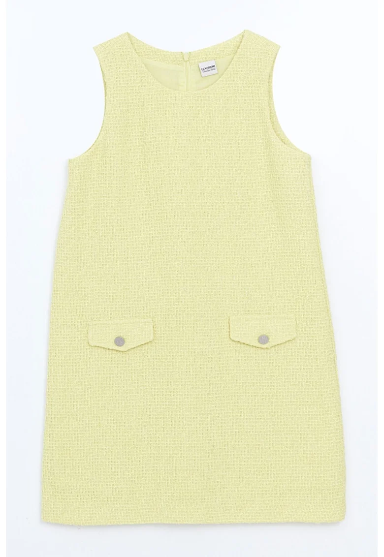 Rochie cu clape decorative, Galben pastel