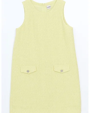 Rochie cu clape decorative, Galben pastel