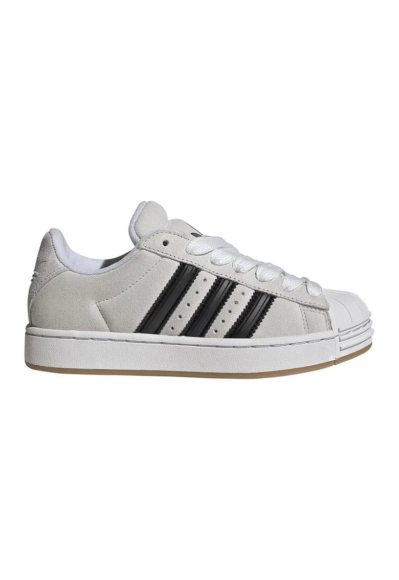 Pantofi sport Superstar de piele intoarsa cu benzi logo contrastante, Negru/Alb murdar