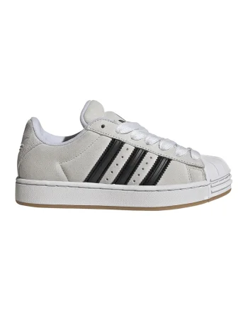 Pantofi sport Superstar de piele intoarsa cu benzi logo contrastante, Negru/Alb murdar