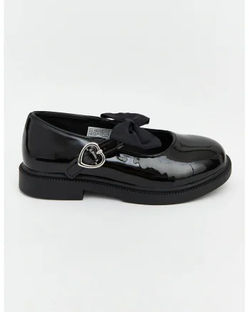 Pantofi cu aspect lacuit si aplicatie funda, Negru