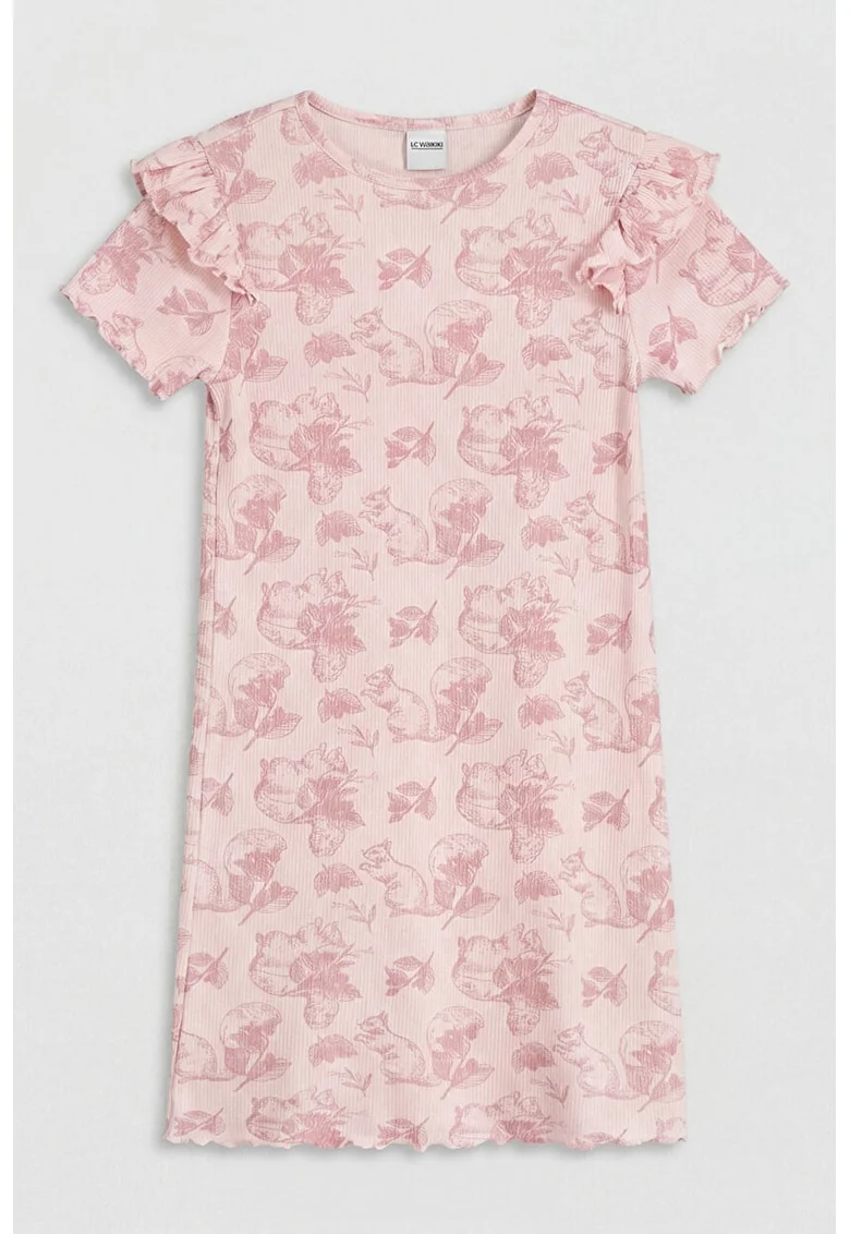 Rochie dreapta cu model grafic, Nude rose