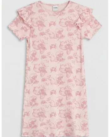 Rochie dreapta cu model grafic, Nude rose