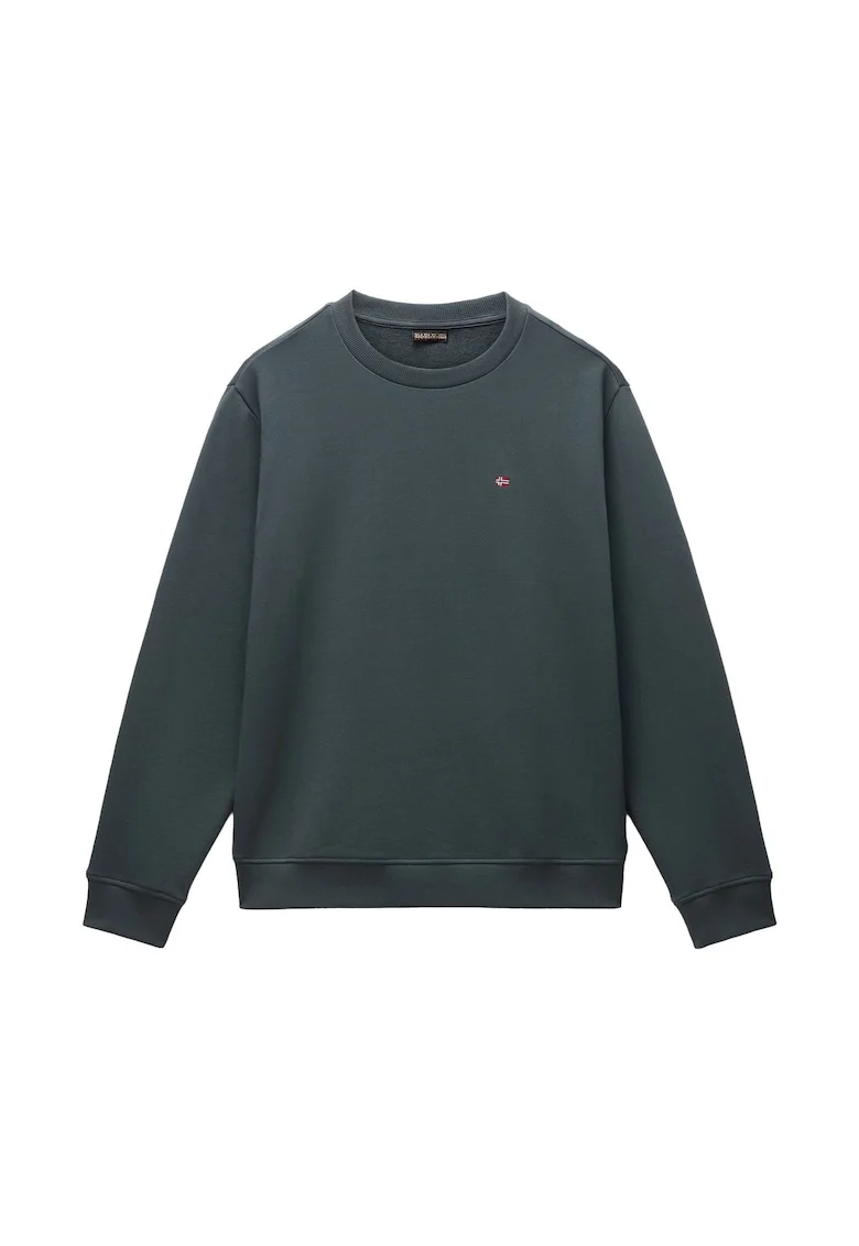 Bluza de trening din bumbac cu decolteu la baza gatului, Verde