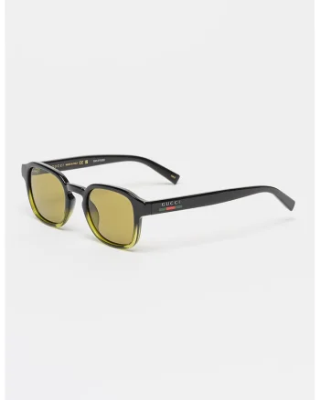 Ochelari de soare cu lentile patrate, Negru/Verde fistic