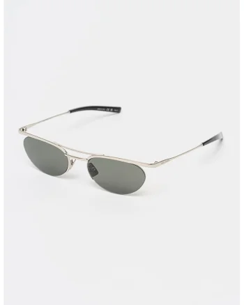 Ochelari de soare ovali cu rama metalica si model unisex, Negru/Argintiu