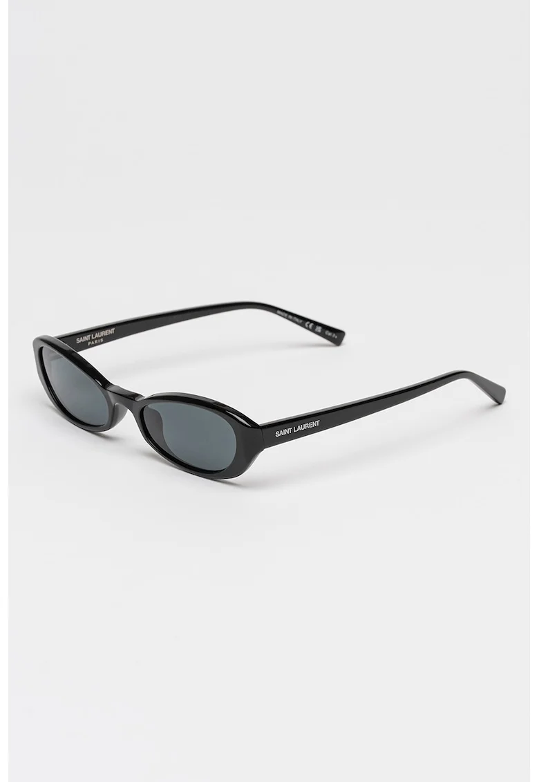 Ochelari de soare dreptunghiulari cu logo discret, Negru