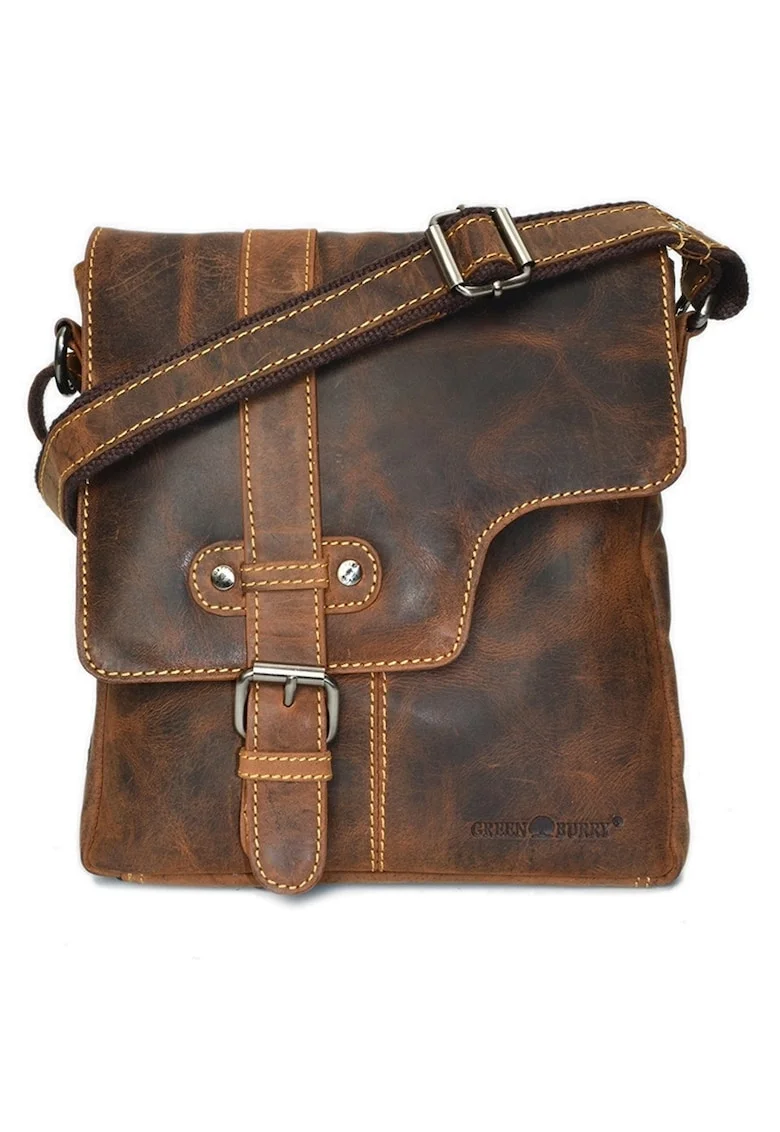 COMANDA MINIMA Geanta umar unisex piele naturala maro antichizat 22.5 x 25 x 5 cm, Vintage,