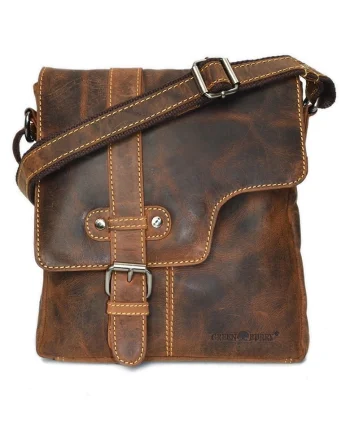 COMANDA MINIMA Geanta umar unisex piele naturala maro antichizat 22.5 x 25 x 5 cm, Vintage,