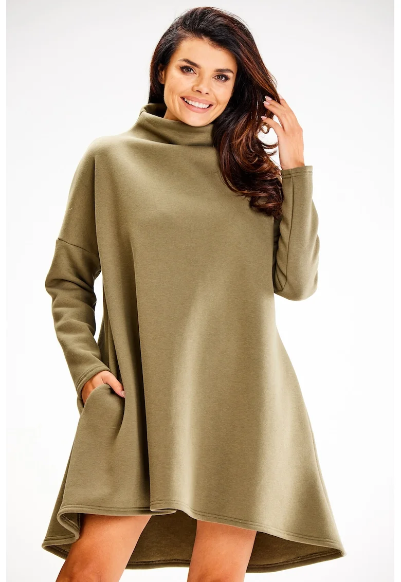 Scurta Rochie Maneca lunga, La baza gatului, Asimetric A609