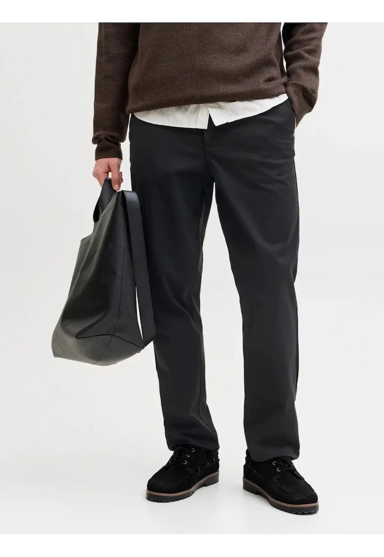 Pantaloni chino, barbati, Jpstollie Vance, Regular Fit, cu talie medie, Negru