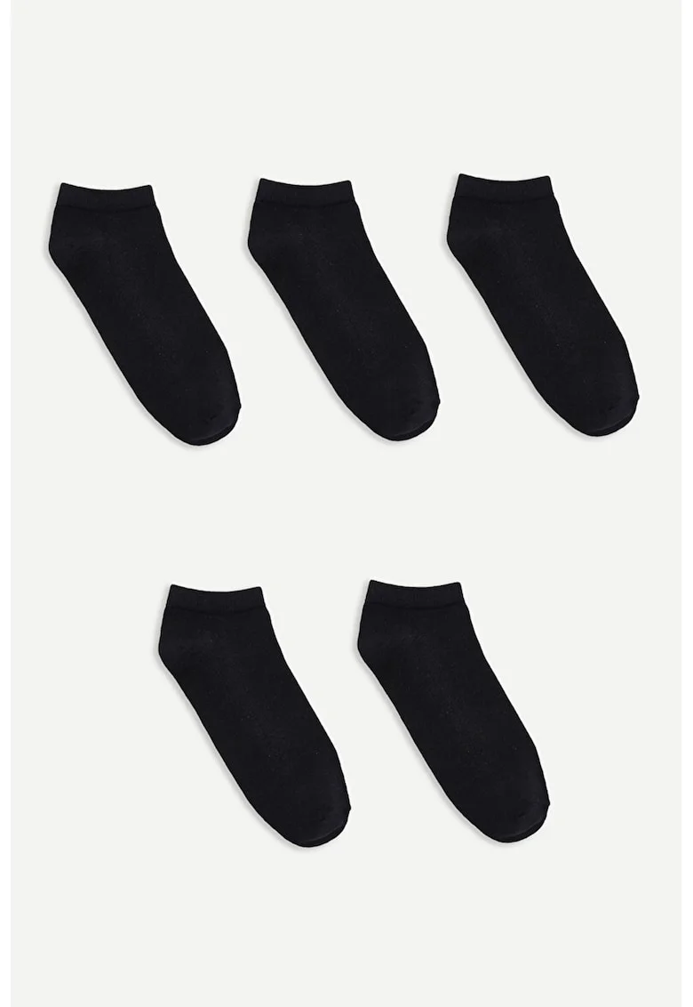 Set de 5 perechi de sosete pana la glezna, Negru stins