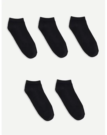 Set de 5 perechi de sosete pana la glezna, Negru stins