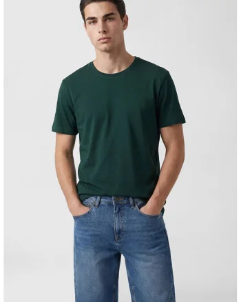 Tricou slim fit de bumbac, Verde inchis