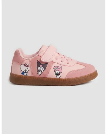 Pantofi sport din piele ecologica cu imprimeu desene animate, Roz deschis/Roz stins