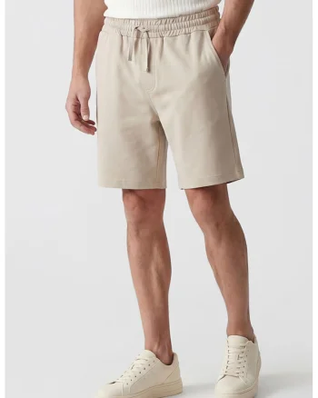 Pantaloni scurti din bumbac cu buzunare laterale, Bej