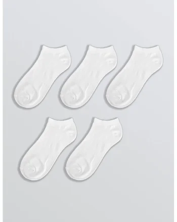Set de 5 perechi de sosete pana la glezna, Alb optic