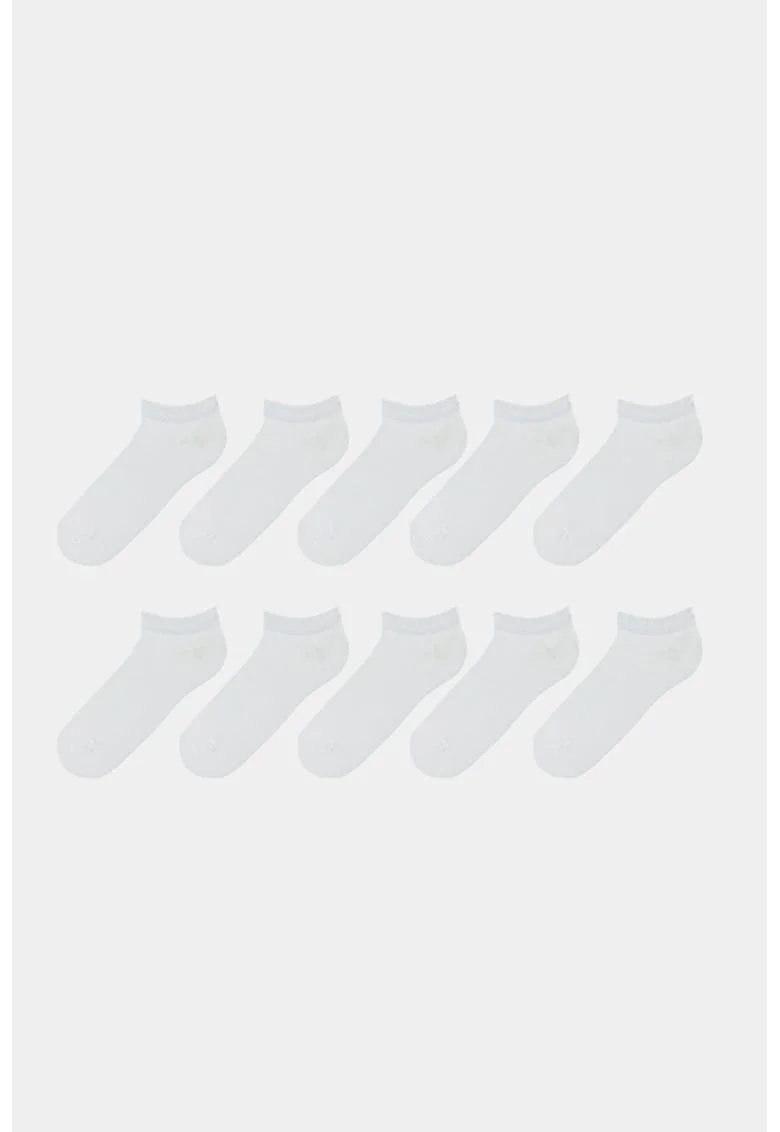 Set de 5 perechi de sosete scurte de bumbac, Alb