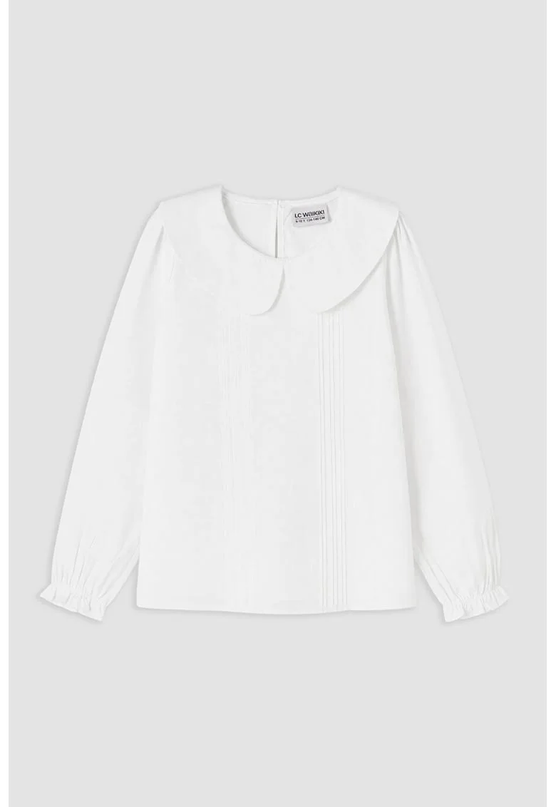 Bluza din bumbac cu guler Peter Pan, Alb optic