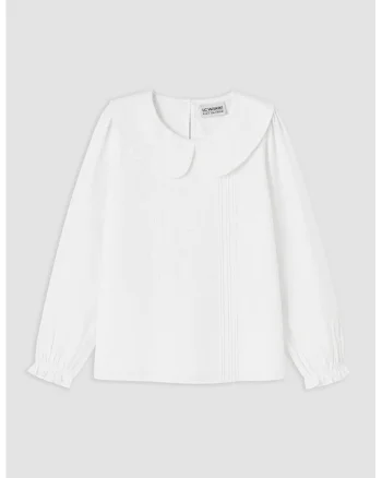 Bluza din bumbac cu guler Peter Pan, Alb optic