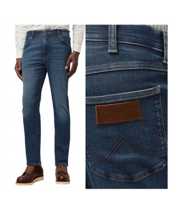 Blugi moderni de barbati,  Marimea 30/34, Albastru, Model LARSTON, Croiala ajustata Slim fit, Forma conica mulata, Talie medie clasica, Inchidere simpla si sigura cu fermoar durabil