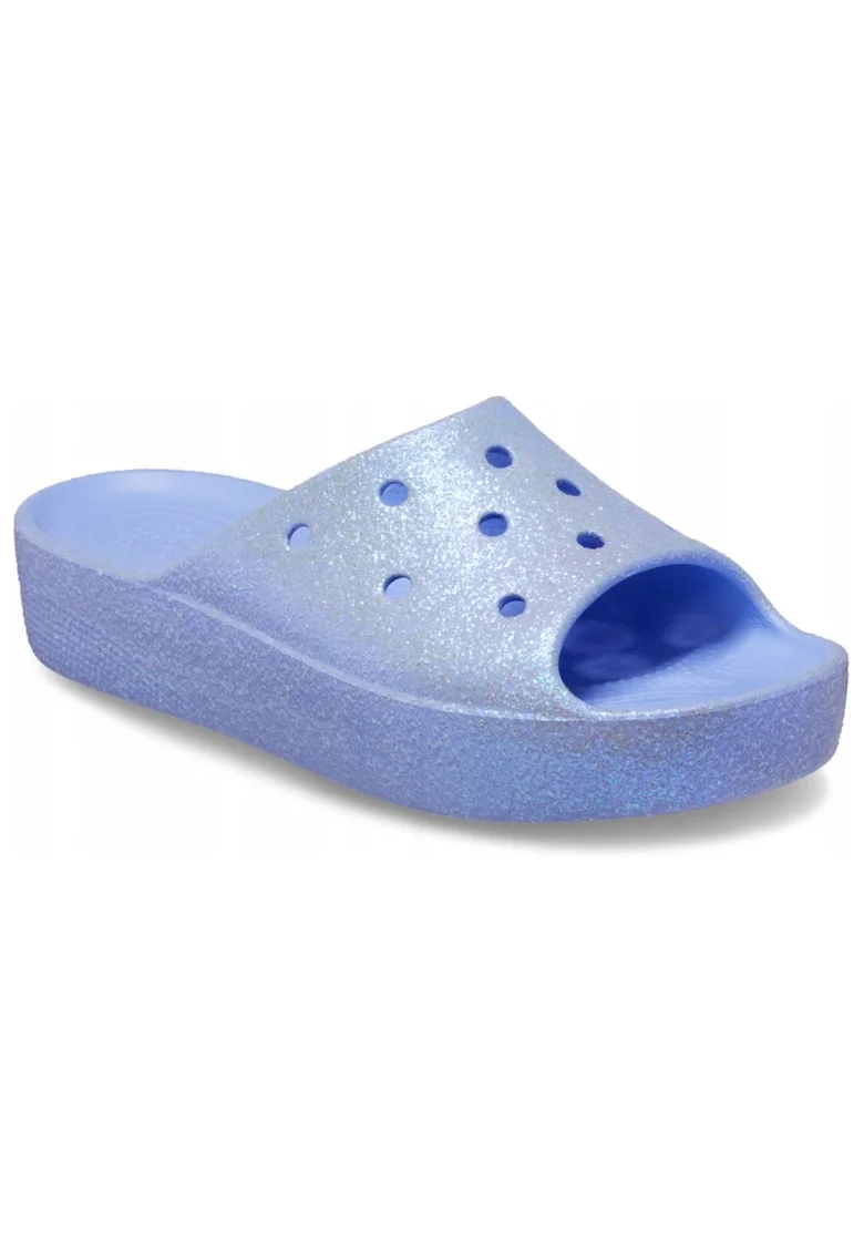 Saboti Femei,  Classic Platform Glitter Slide, Albastru, Roz