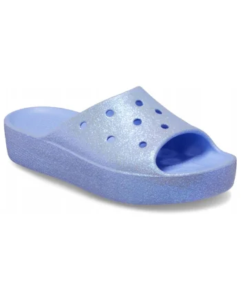 Saboti Femei,  Classic Platform Glitter Slide, Albastru, Maro