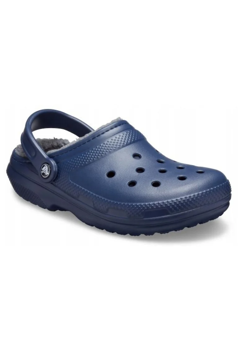 Saboti cu captuseala de teddy, Unisex, Bleumarin inchis23, Alb